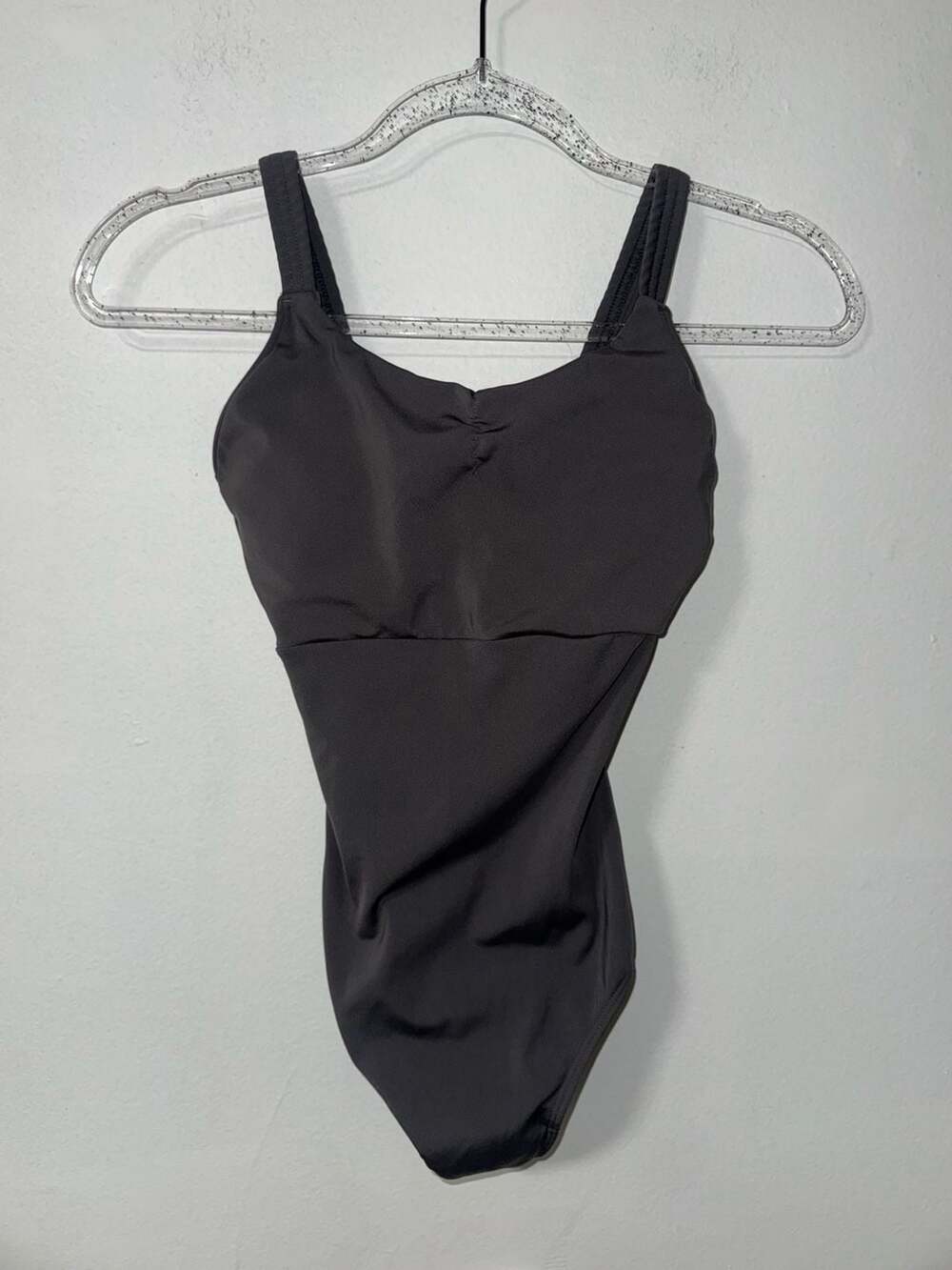 Empire Pinch Front Tank Leotard gray